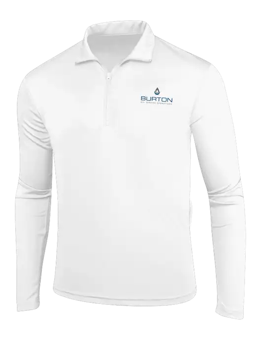 White PosiCharge Competitor 1/4 Zip Pullover w/Burton Oil Logo