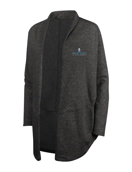 Charcoal Heather/ Medium Heather Grey Womens Interlock Cardigan w/Burton Oil Logo