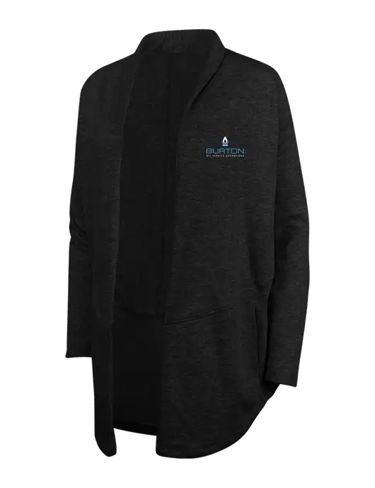 Deep Black/Charcoal Heather Womens Interlock Cardigan w/Burton Oil Logo