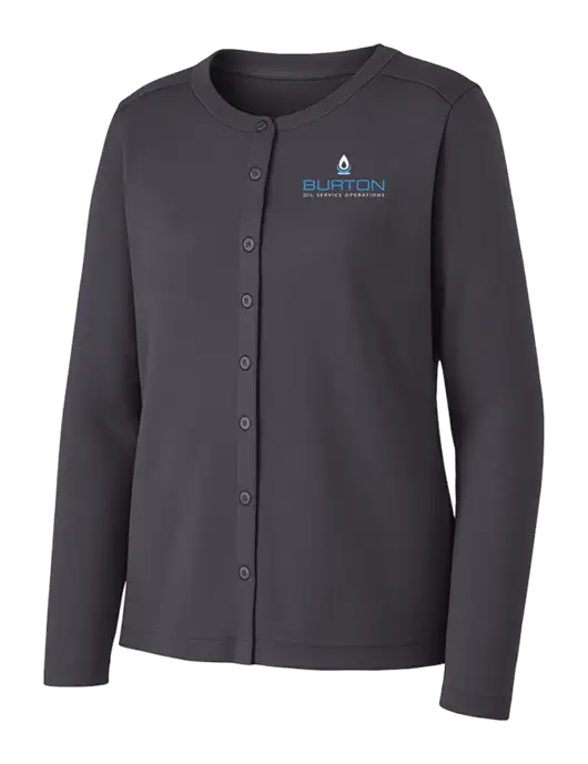 Grey Smoke Womens Concept Stretch Button-Front Cardigan Sweater w/Burton Oil Logo