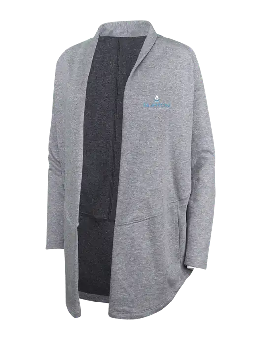 Medium Heather Grey/Char Heather Womens Interlock Cardigan w/Burton Oil Logo