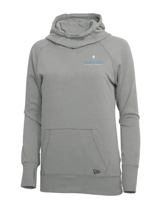 New Era Shadow Grey Heather Womens Tri-Blend Fleece Pullover Hoodie w/Burton Oil Logo