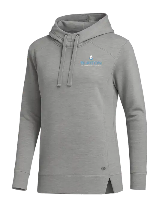 OGIO Heather Grey Womens Luuma Pullover Fleece Hoodie w/Burton Oil Logo