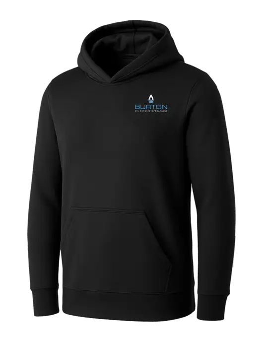 Womens Black Core Fleece Pullover Hooded Sweatshirt w/Burton Oil Logo