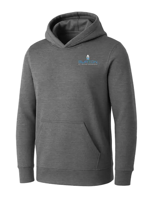 Womens Medium Grey Heather Core Fleece Pullover Hooded Sweatshirt w/Burton Oil Logo