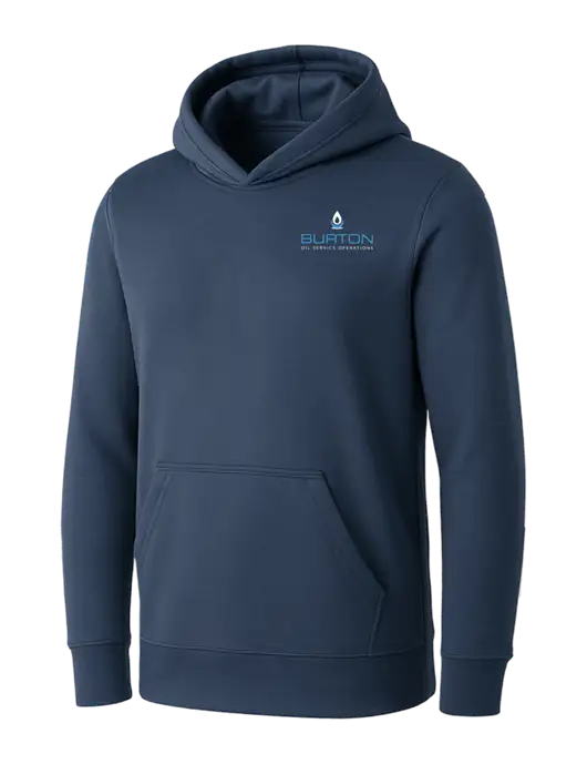 Womens Navy Core Fleece Pullover Hooded Sweatshirt w/Burton Oil Logo