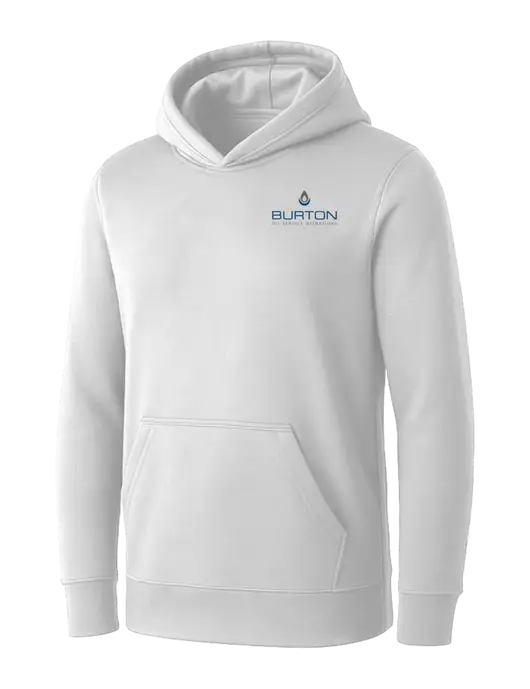 Womens White Core Fleece Pullover Hooded Sweatshirt w/Burton Oil Logo