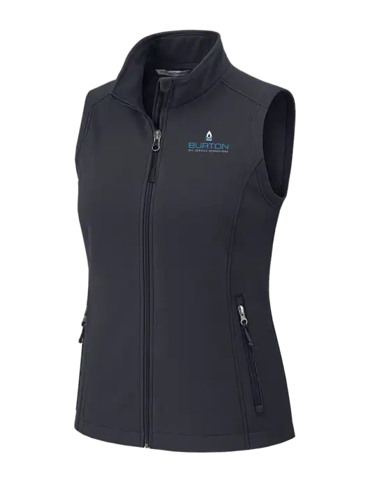 Charcoal Grey Womens Core Soft Shell Vest w/Burton Oil Logo