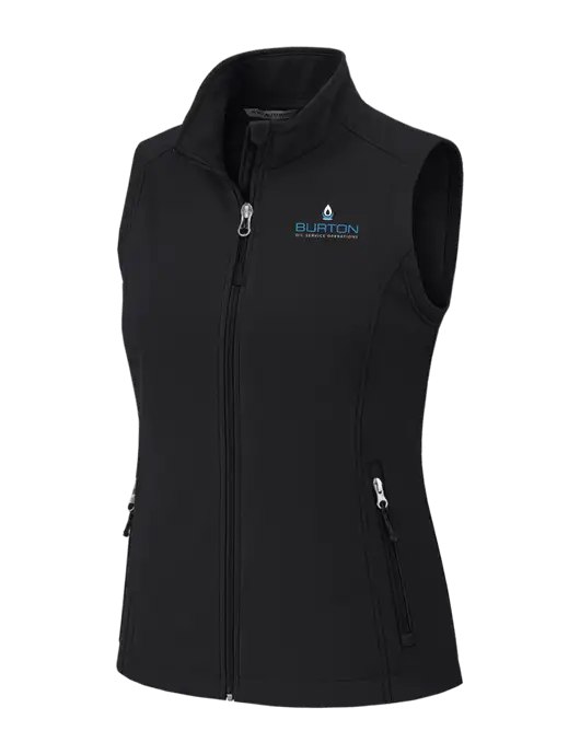 Black Womens Core Soft Shell Vest w/Burton Oil Logo