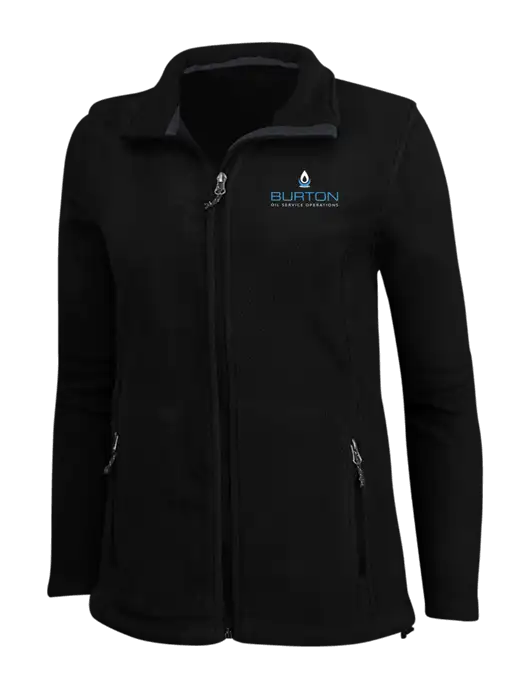 Womens Black Fleece Jacket w/Burton Oil Logo