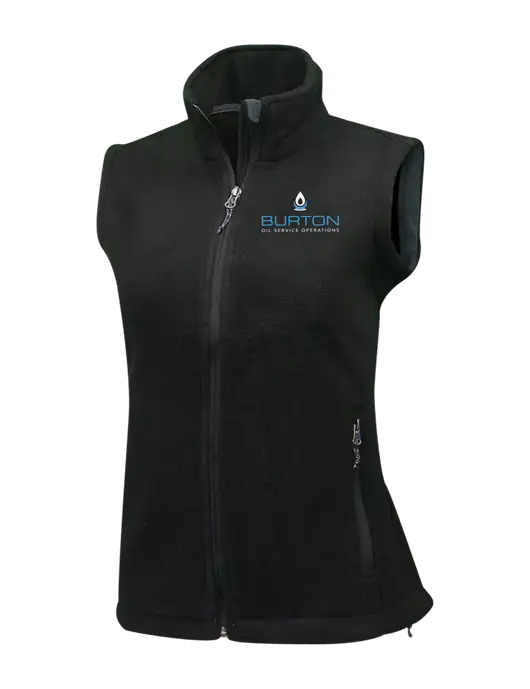 Womens Black Fleece Vest w/Burton Oil Logo