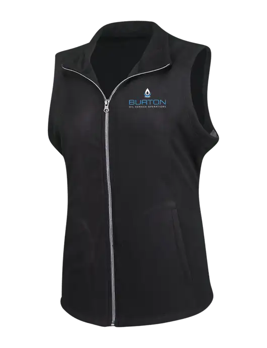 Black Womens Microfleece Vest w/Burton Oil Logo