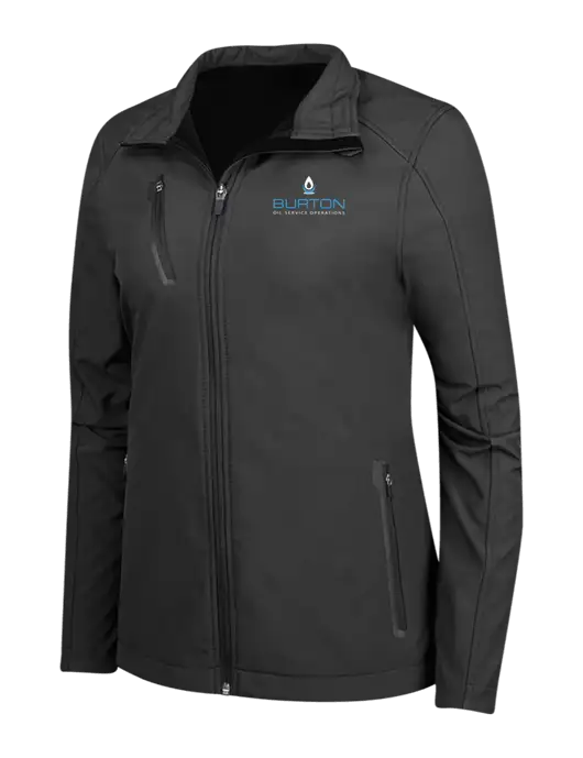 Black Womens Welded Softshell Jacket w/Burton Oil Logo