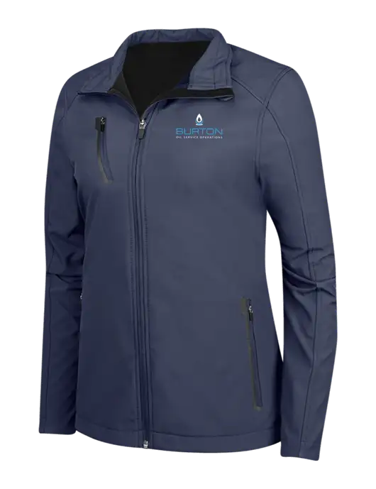 Navy Womens Welded Softshell Jacket w/Burton Oil Logo