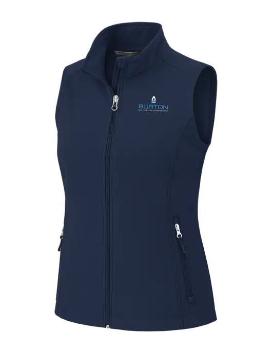 Navy Womens Core Soft Shell Vest w/Burton Oil Logo