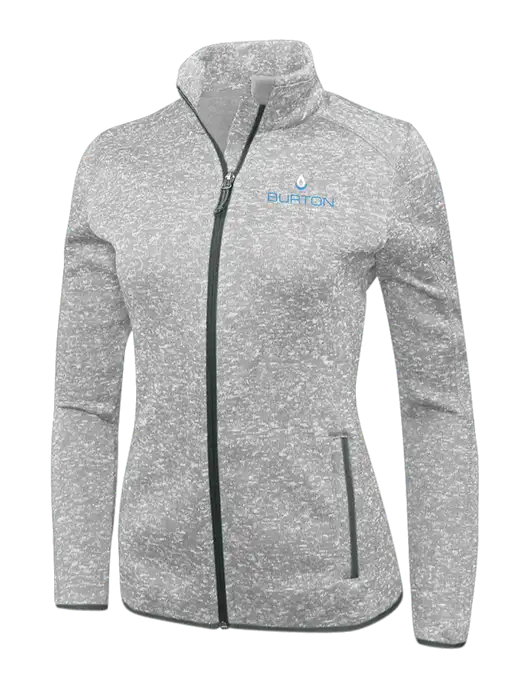 Grey Heather Womens Sweater Fleece Jacket w/Burton Oil Logo