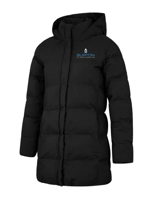 Mercer+Mettle Womens Deep Black Puffy Parka  w/Burton Oil Logo