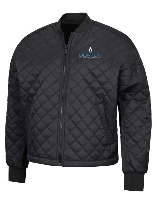 Mercer+Mettle Black Womens Boxy Quilted Jacket w/Burton Oil Logo