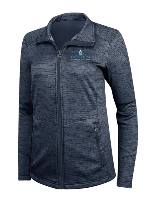 Navy Womens Digi Stripe Fleece Jacket w/Burton Oil Logo