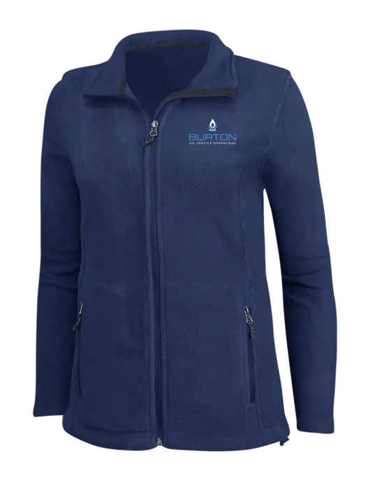 Womens Navy Fleece Jacket w/Burton Oil Logo
