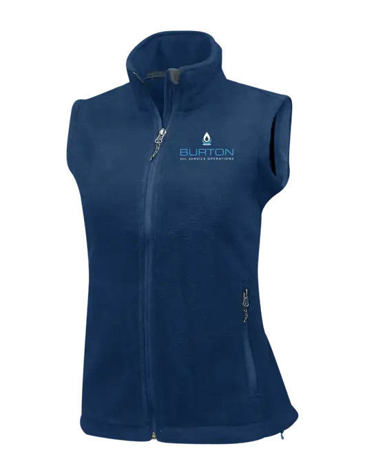 Navy Womens Fleece Vest w/Burton Oil Logo