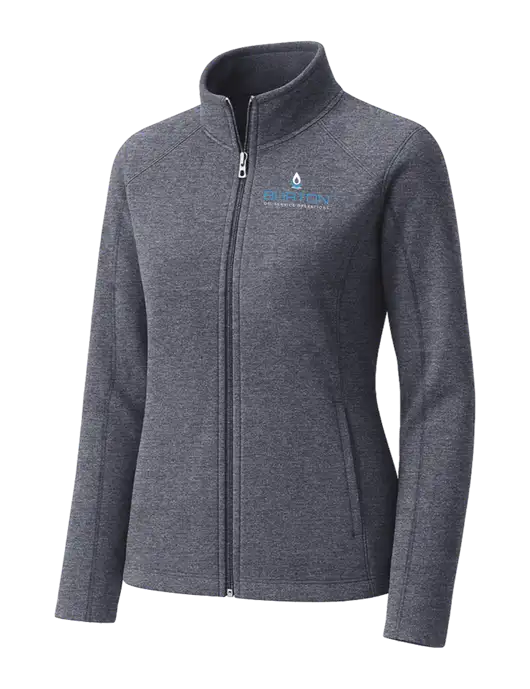 Light Navy Heather Womens Microfleece Full-Zip Jacket w/Burton Oil Logo