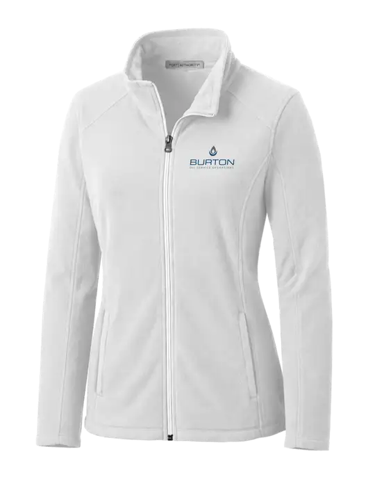 White Womens Microfleece Jacket w/Burton Oil Logo
