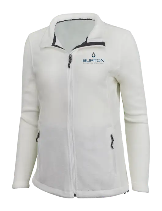 Womens White Fleece Jacket w/Burton Oil Logo