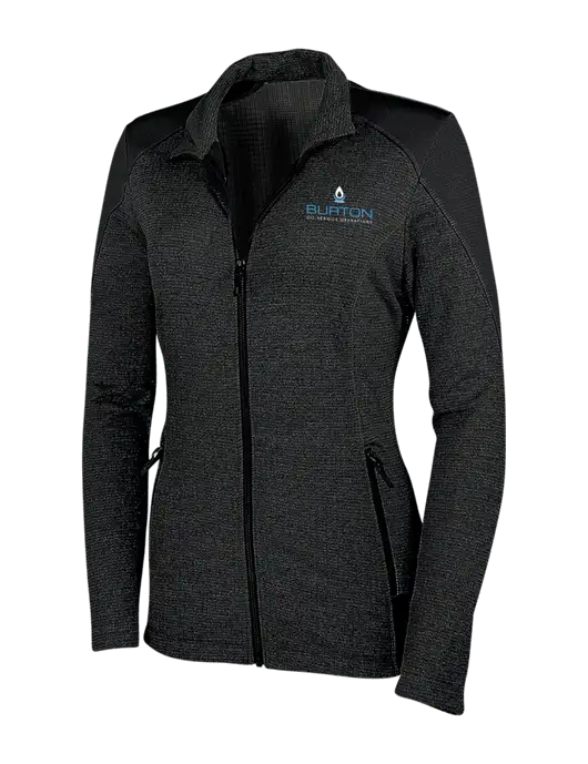 Womens Black Grid Fleece Jacket w/Burton Oil Logo