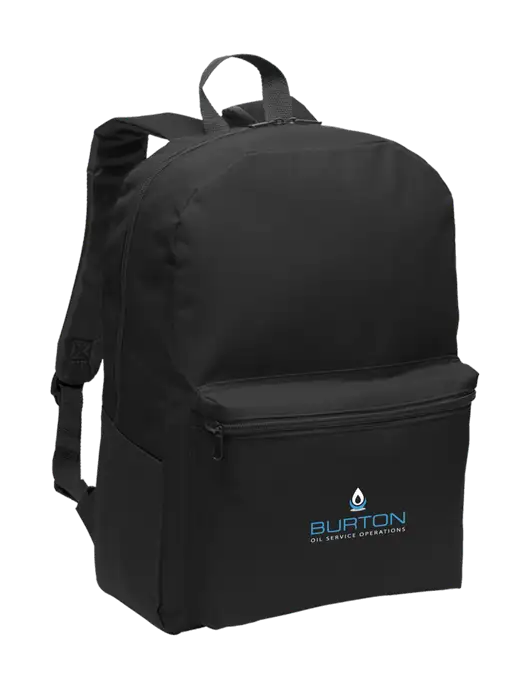 Casual Black Lightweight Laptop Backpack w/Burton Oil Logo