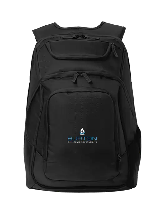 Executive Black Laptop Backpack w/Burton Oil Logo