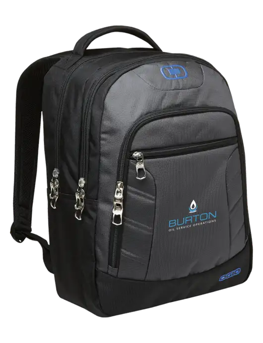 OGIO Dark Grey/Royal Blue Colton Laptop Backpack  w/Burton Oil Logo